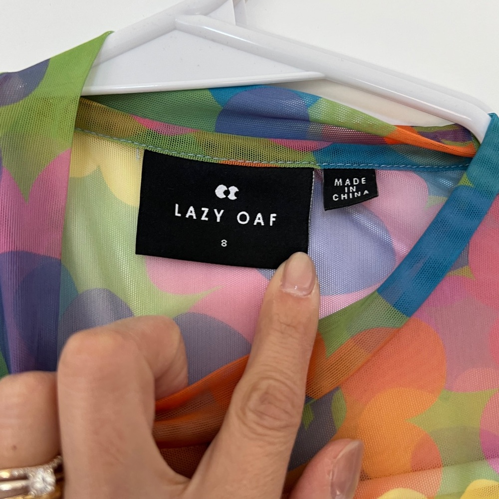 Lazy Oaf Colorful Floral Mesh Long Sleeve Top 8 - S - Picture 2 of 3
